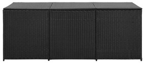 Fekete polyrattan kerti tárolóláda 180 x 90 x 70 cm