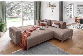 Barna kinyitható-tárolóhelyes sarokkanapé (jobb oldali-L alakú) Classy Sophie – Miuform