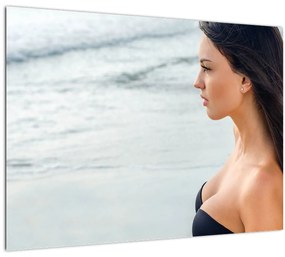 Egy nő képe a tengerparton (üvegen) (70x50 cm)