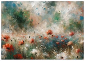 Üveg kép – Pipacsmező absztrakciója (70x50 cm)