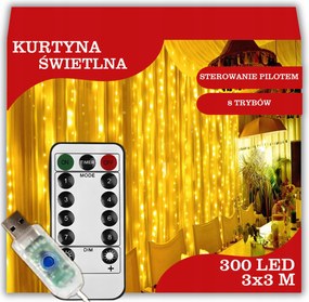 Fényfüggöny, ablakra, 300 Led, 3x3 méteres, karácsonyi, fenyőfa girland