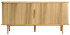 Natúr színű alacsony komód tolóajtóval, tölgyfa dekorral 76x160 cm Cavo – Unique Furniture