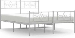 vidaXL fehér fém ágykeret fej- és lábtámlával 120 x 190 cm