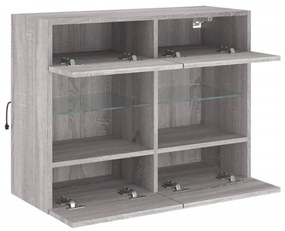 szürke sonoma színű fali TV-szekrény LED-ekkel 78,5x30x60,5 cm