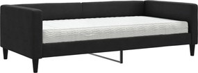 vidaXL fekete szövet kanapéágy matraccal 100 x 200 cm