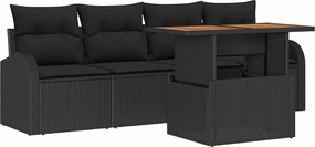 vidaXL Kerti Kanapé Szett párnával 5 pcs Fekete