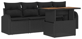 vidaXL Kerti Kanapé Szett párnával 5 pcs Fekete