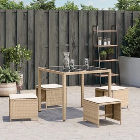 4 db bézs polyrattan kerti szék párnával 41 x 41 x 36 cm
