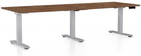 OfficeTech Long állítható magasságú asztal, 240 x 80 cm, szürke alap, silverjack tölgy