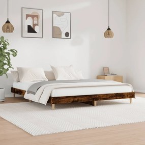 füstös tölgy színű szerelt fa ágykeret matrac nélkül 160x200 cm