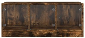 füstös tölgy színű dohányzóasztal üvegajtókkal 102 x 50 x 42 cm