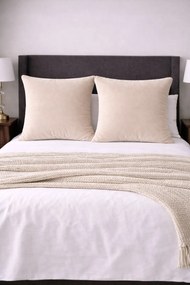 Velúr hálószoba párnahuzat szett 2db 60x60 Velvet| Világos Bézs