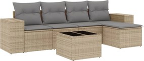 vidaXL 6 részes bézs polyrattan kerti ülőgarnitúra párnával