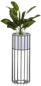 Fém virágcserép LOFT 55x20 cm fekete/fehér