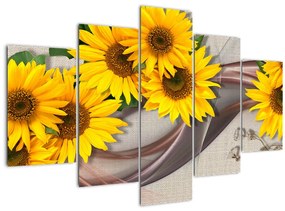 Kép - Ragyogó napraforgó virágok (150x105 cm)