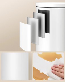 Fém kerek konyhai szemetes, 30 L, pedálos, műanyag belső vödörrel, fehér