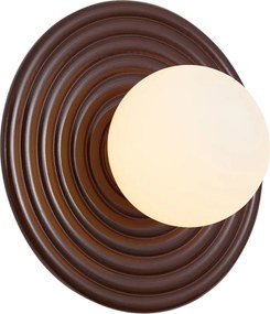 Retro fali lámpa barna opálüveggel, kerek 20 cm IP44 - Lila