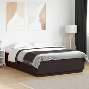 vidaXL fekete ágykeret LED-es matrac nélkül 150 x 200 cm