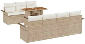 vidaXL Kerti Kanapé Szett tárolóval 8 pcs Bézs Poli rattan
