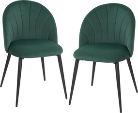 HOMCOM 2 db sötétzöld bársony étkezőszék — párnázott, karfa nélküli, acél lábakkal | Aosom