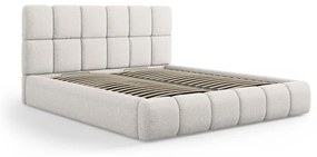 Világosszürke kárpitozott franciaágy tárolóhellyel, ágyráccsal 200x200 cm Bellis – Micadoni Home