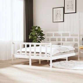 Fehér tömör fa ágykeret 140 x 200 cm