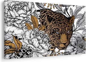Kép - leopárd a virágok között (90x60 cm)