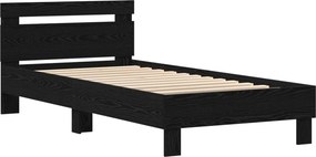 vidaXL Ágykeret leddel fejtámlával Fekete tölgy 90 x 200 cm Faanyag