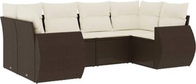 vidaXL 6 részes barna polyrattan kerti ülőgarnitúra párnával