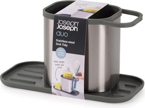 Fényes ezüstszínű fém mosogatóeszköz tartó Duo Steel – Joseph Joseph