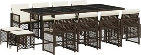vidaXL 13 részes barna polyrattan kerti ülőgarnitúra párnákkal