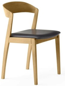 SM825 design szék, fekete bőr, olajozott natúr tölgy láb