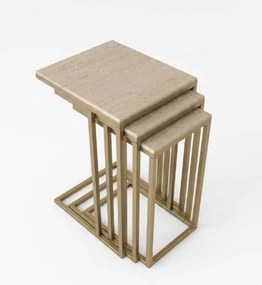 Mira dohányzóasztal, antik-travertin, 42 cm
