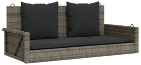 szürke polyrattan hintapad párnákkal 119x56x48 cm