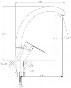 SOTBE MARDOLA ASYMMETRIC magas konyhai mosogató csaptelep