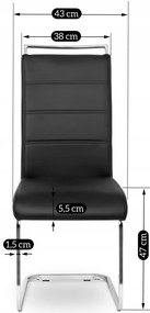 Szánkótalpas Étkezőszék Fekete Eco-bőr Kárpittal. LOCA 2