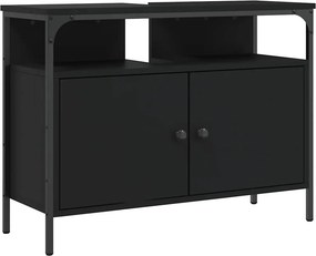 vidaXL fekete szerelt fa fürdőszobai mosdószekrény 80 x 30 x 60 cm