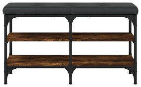 füstös tölgy színű szerelt fa cipőtároló pad 82 x 32 x 47 cm