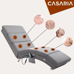 Casaria® London nyugágy masszázs és fűtés funkcióval - szürke