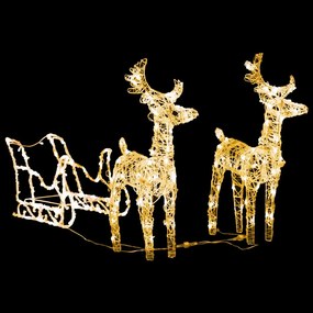 vidaXL akril rénszarvasos-szános karácsonyi dísz 160 LED-del 130 cm