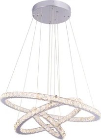 Globo 67037-76 Függeszték króm, K5 tisztaságú ólomkristályokkal. Karikák átmérője: 30 cm, 50 cm, 70 cm . Ø700, H:1200, tartozék: 1xLED 76W 230V, 110-3060lm választható színhőmérséklet: 3.000-4.000-6.000K