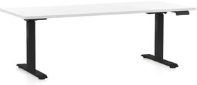 Állítható magasságú asztal OfficeTech D, 180 x 80 cm, fekete alap, fehér