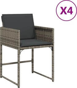 vidaXL 4 db szürke polyrattan kerti szék párnával