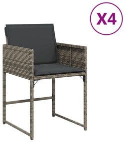 vidaXL 4 db szürke polyrattan kerti szék párnával