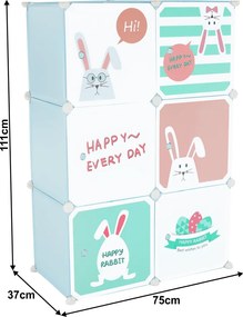 Gyerek szekrény, kék/gyerek minta, EDRIN