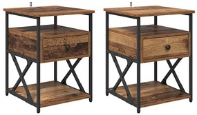 Éjjeliszekrény fiókkal 2 pcs Régi fa 40 x 42 x 55 cm Faanyag