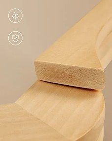 Fa fogasok, 10 darabos készlet, csúszásgátló nadrágrúddal, natúr