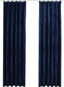 vidaXL 2 db sötétkék bársony sötétítőfüggöny kampókkal 140 x 245 cm