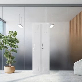 Pléh öltözőszekrény talpazaton, négymodulos, polcokkal KACPER II, 600 x 1800 x 500 mm, szürke