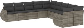 vidaXL 10 részes szürke polyrattan kerti ülőgarnitúra párnákkal
